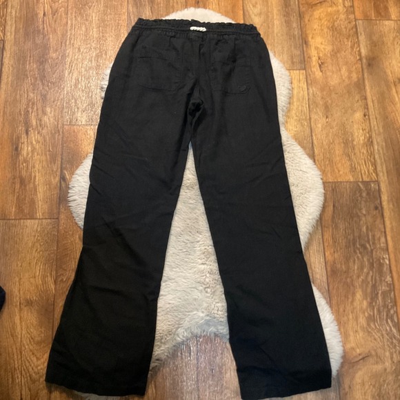 Roxy Pants Size Small Black Linen Blend Drawstring Waist Womens - Picture 8 of 11